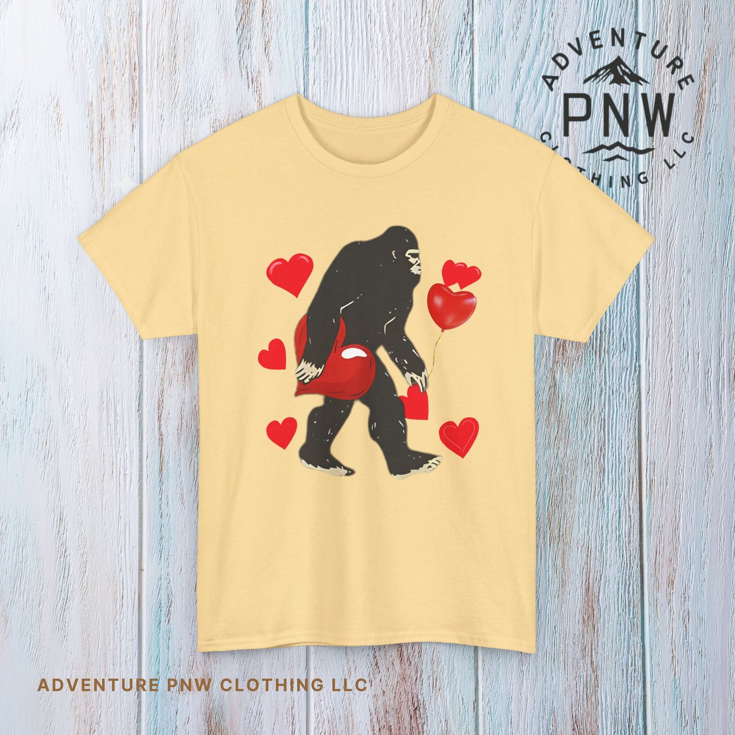 Bigfoot Valentine Shirt, Funny Bigfoot Love Tee, Valentines Day Gift, V-Day Heart T-Shirt, Unisex Heavy Cotton Tee, Sasquatch Valentine