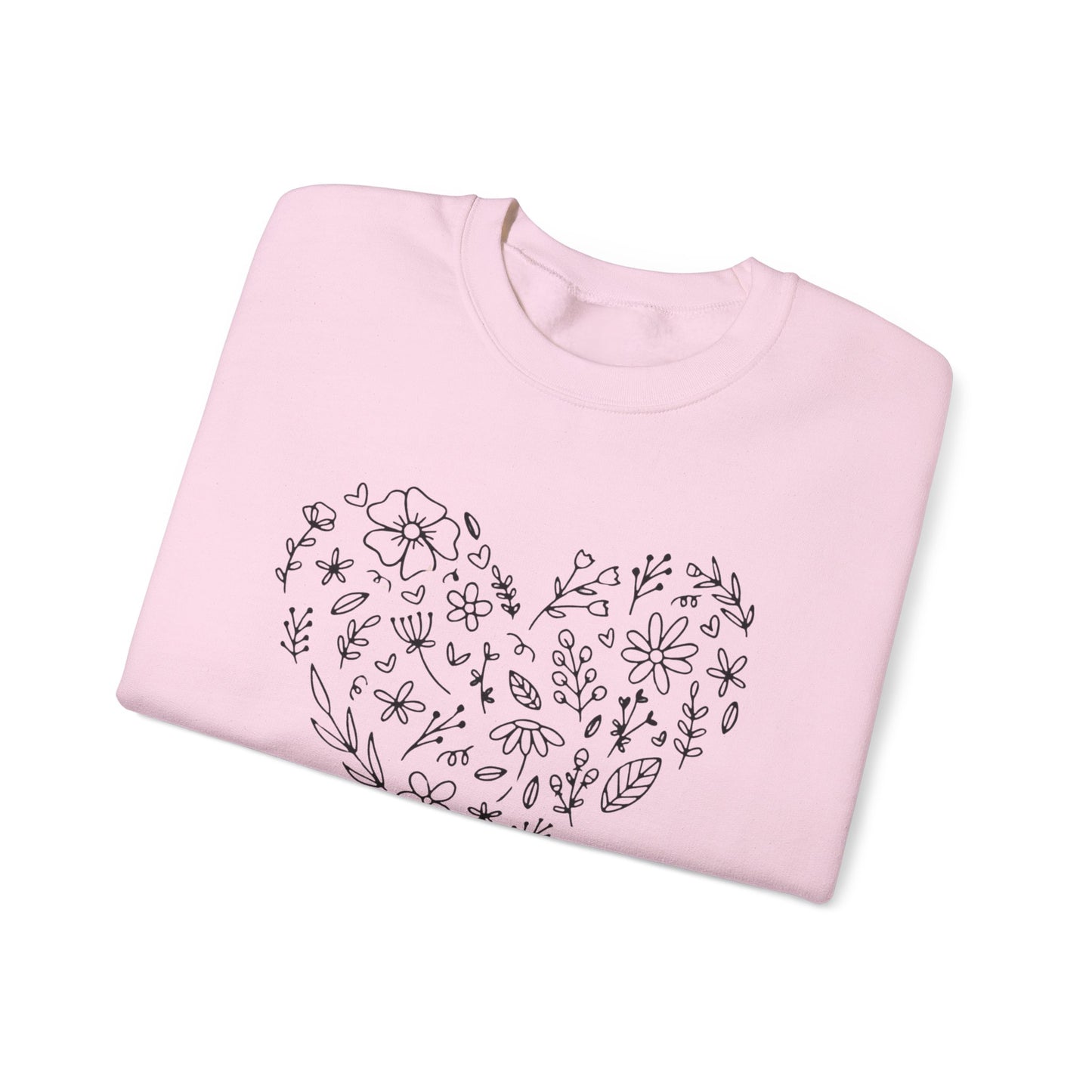 Floral Heart Sweatshirt, Boho Flower Heart Design Sweatshirt, Cute Nature Lover Sweatshirt, Botanical T-Shirt, Valentine's Day Gift for Her