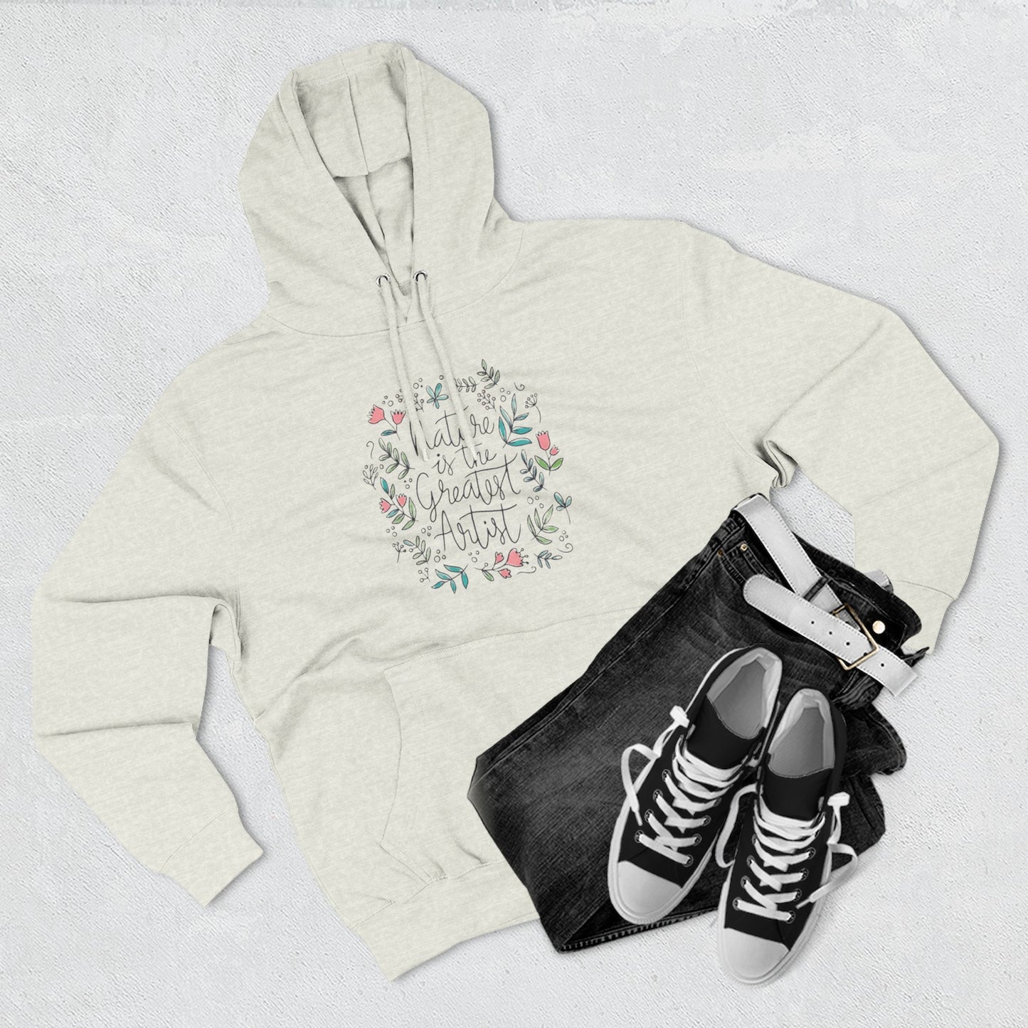 Nature is Great Artist Hoodie - Floral Graphic Botanical Garden Lover Gift, Romantic Nature Print Apparel, Spring Blossoms Top, Unisex