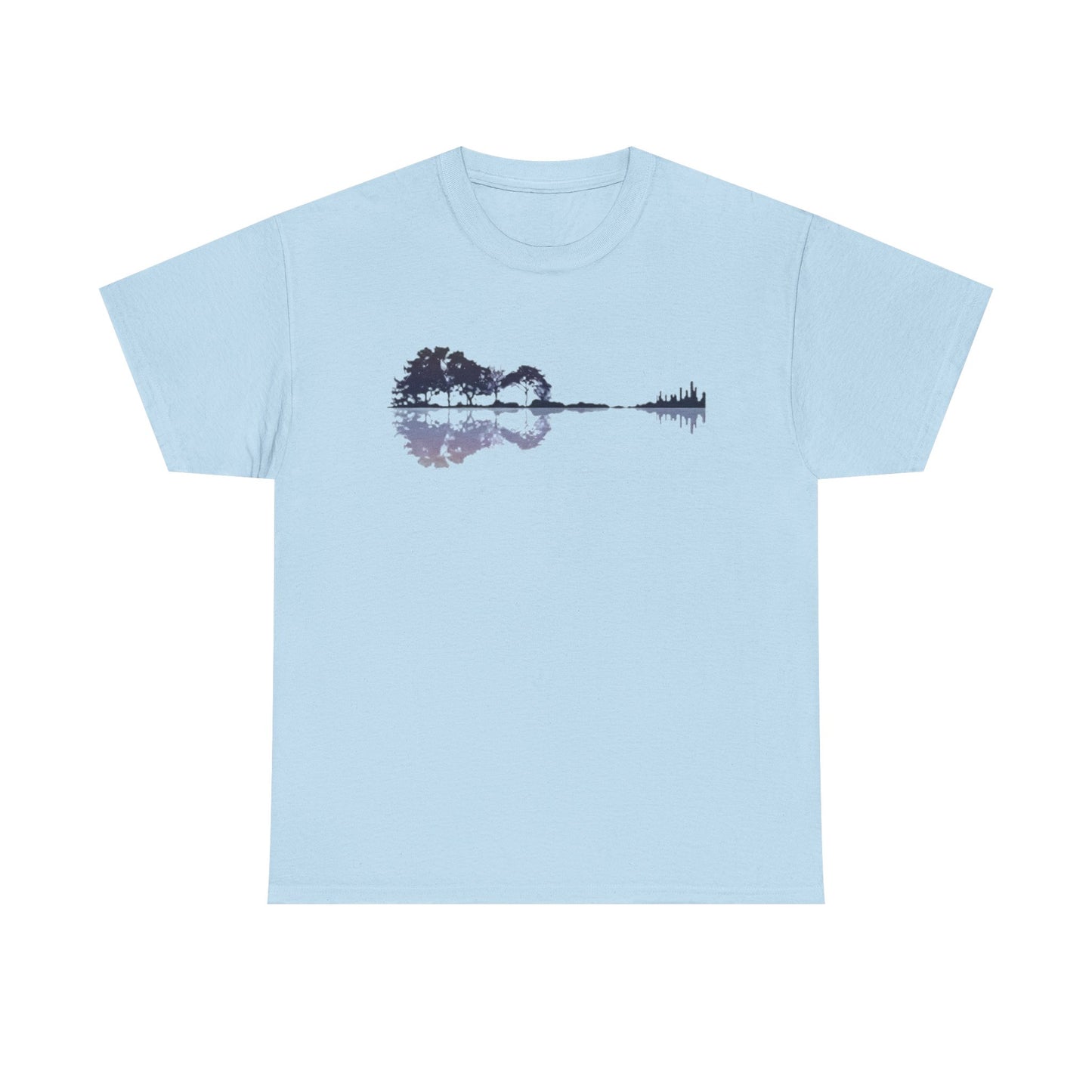 Nature Guitar Men T-Shirt, Creative Guitar Printed Tee for Glamping & Adventure, Outdoorsy Shirt
