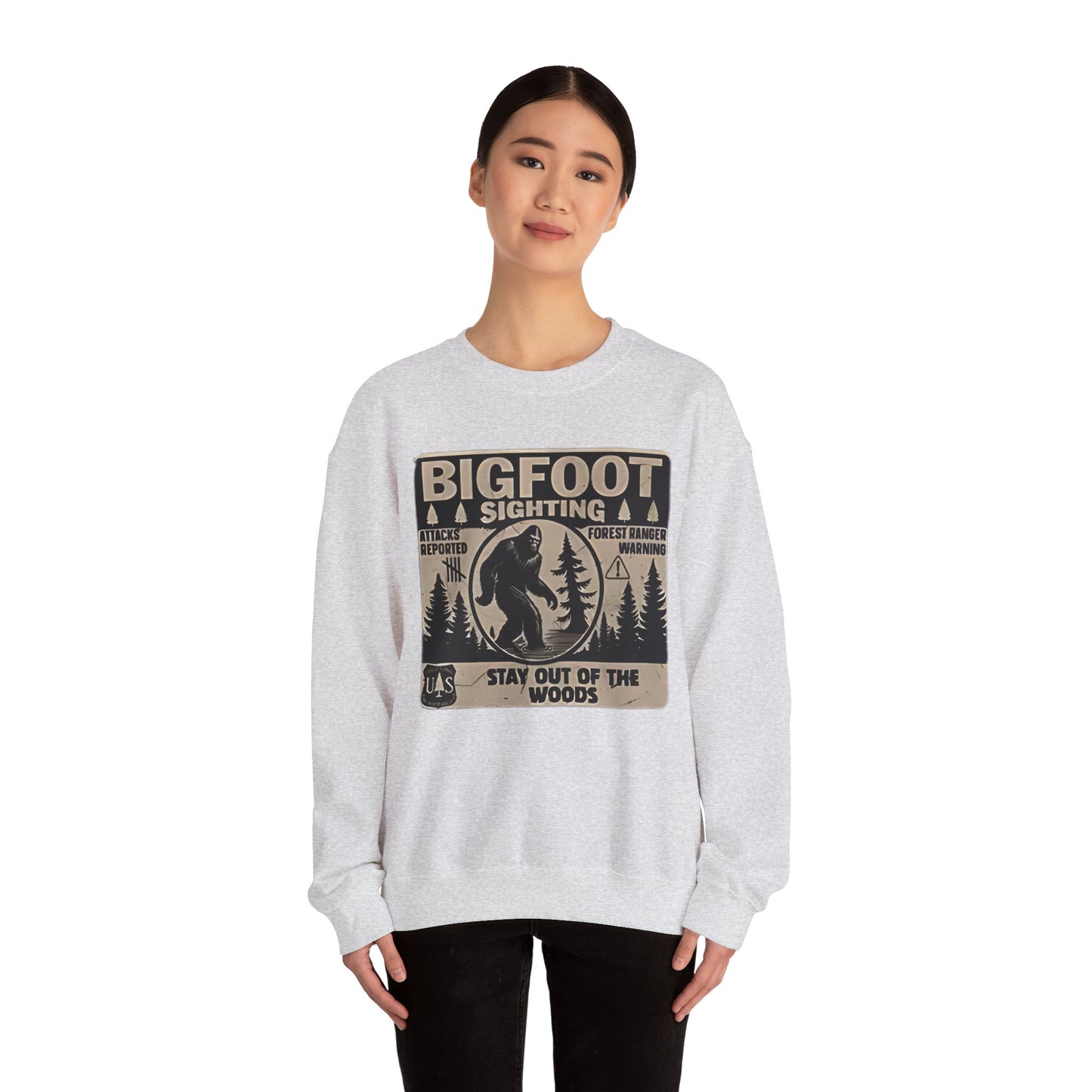 Bigfoot Sighting Retro Sweatshirt, Funny Sasquatch Crewneck, Ranger Warning Forest Attacks Vintage Jumper, Stay Out Woods Unisex Hoodie,