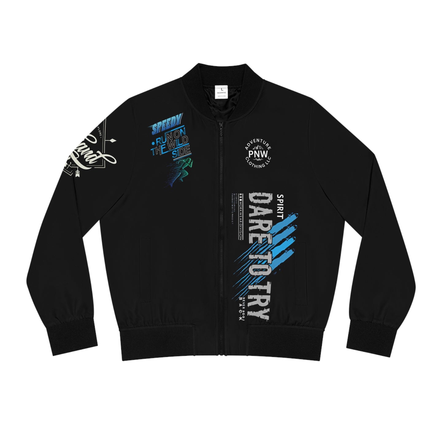 Active Womens Bomber Jacket, Dare to Try, Sporty Athletic Wear, Fitness Fashion, Comfortable Outerwear, Casual Sports Jacket