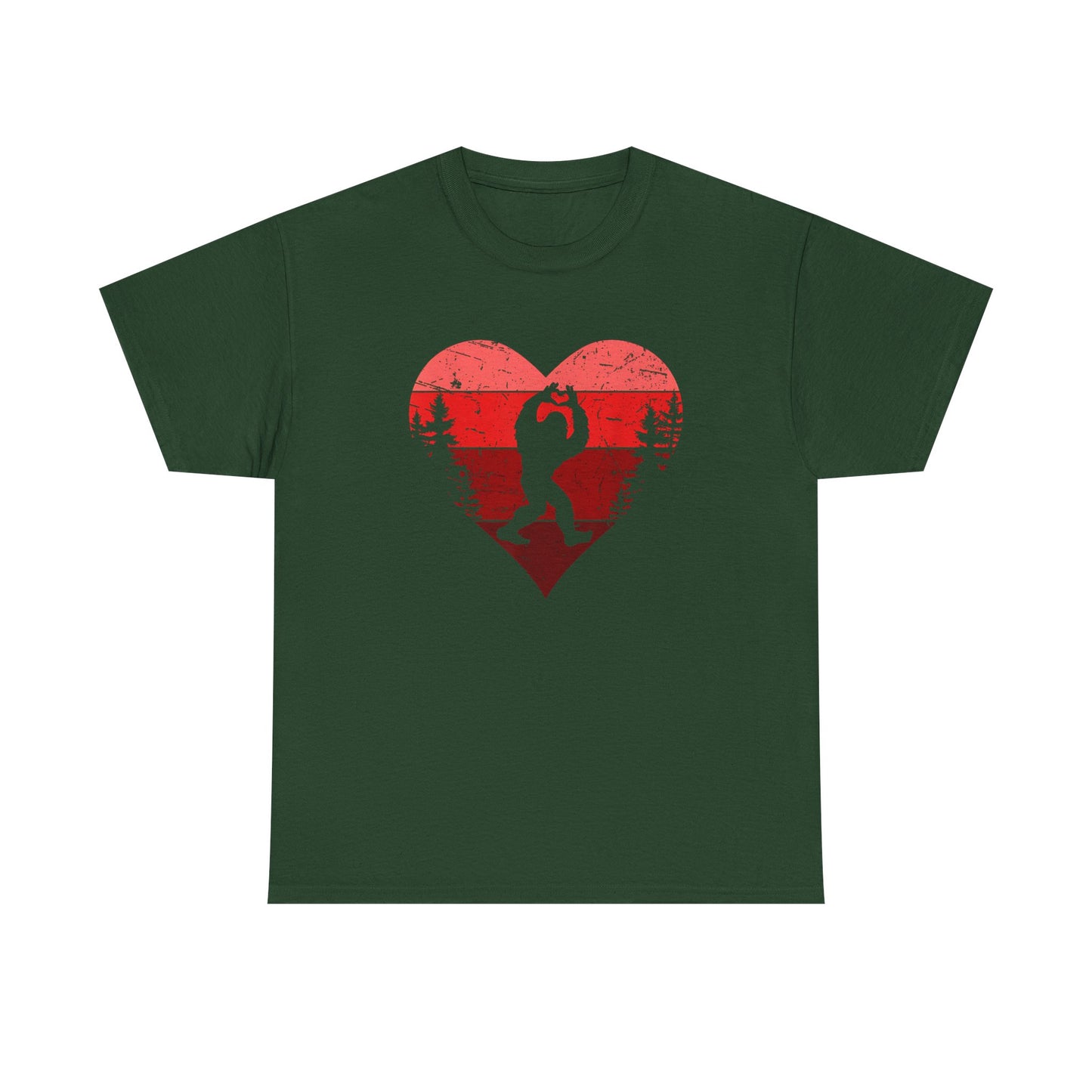 Retro Valentines Day Bigfoot T-Shirt, Sasquatch Love with Heart Hand Gesture, Funny Romantic Gift for Him or Her, Valentines Day Apparel,