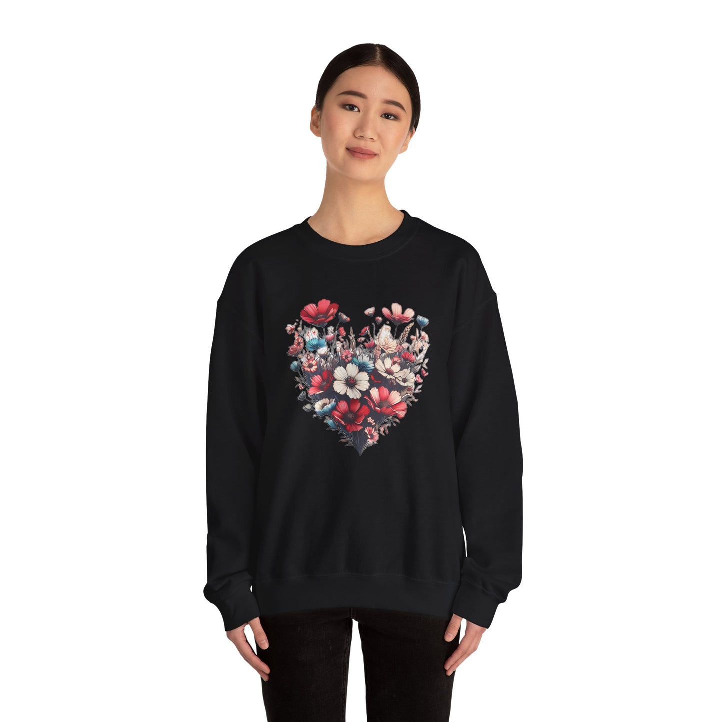 Heart Shaped Flowers Sweatshirt - Floral Graphic Shirt, Botanical Garden Lover Gift, Romantic Nature Print Apparel, Spring Blossoms Top,