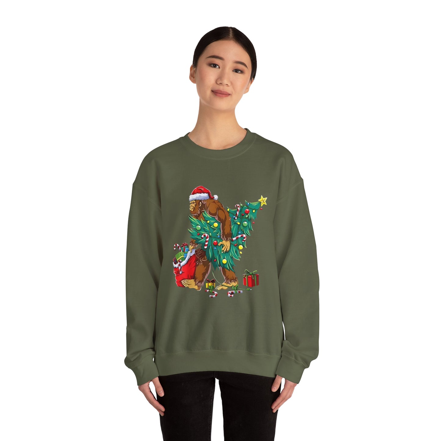 Bigfoot Christmas Lights Sweatshirt, Sasquatch Xmas Jumper, Holiday Bigfoot Sweater, Unisex Bigfoot Crewneck, Christmas Sweatshirt for Men