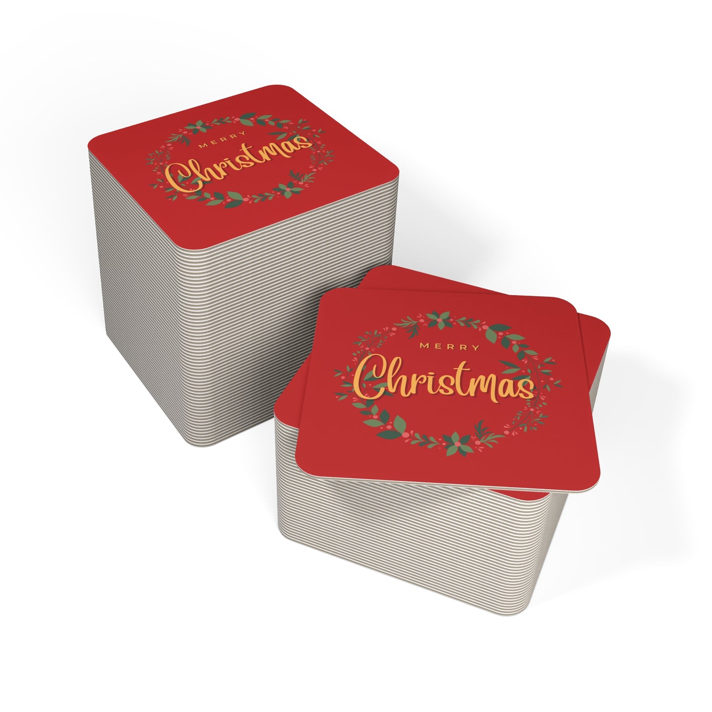 Merry Christmas Coasters (50, 100 pcs) |Christmas Adventure Decorations |Christmas Glassware Coasters