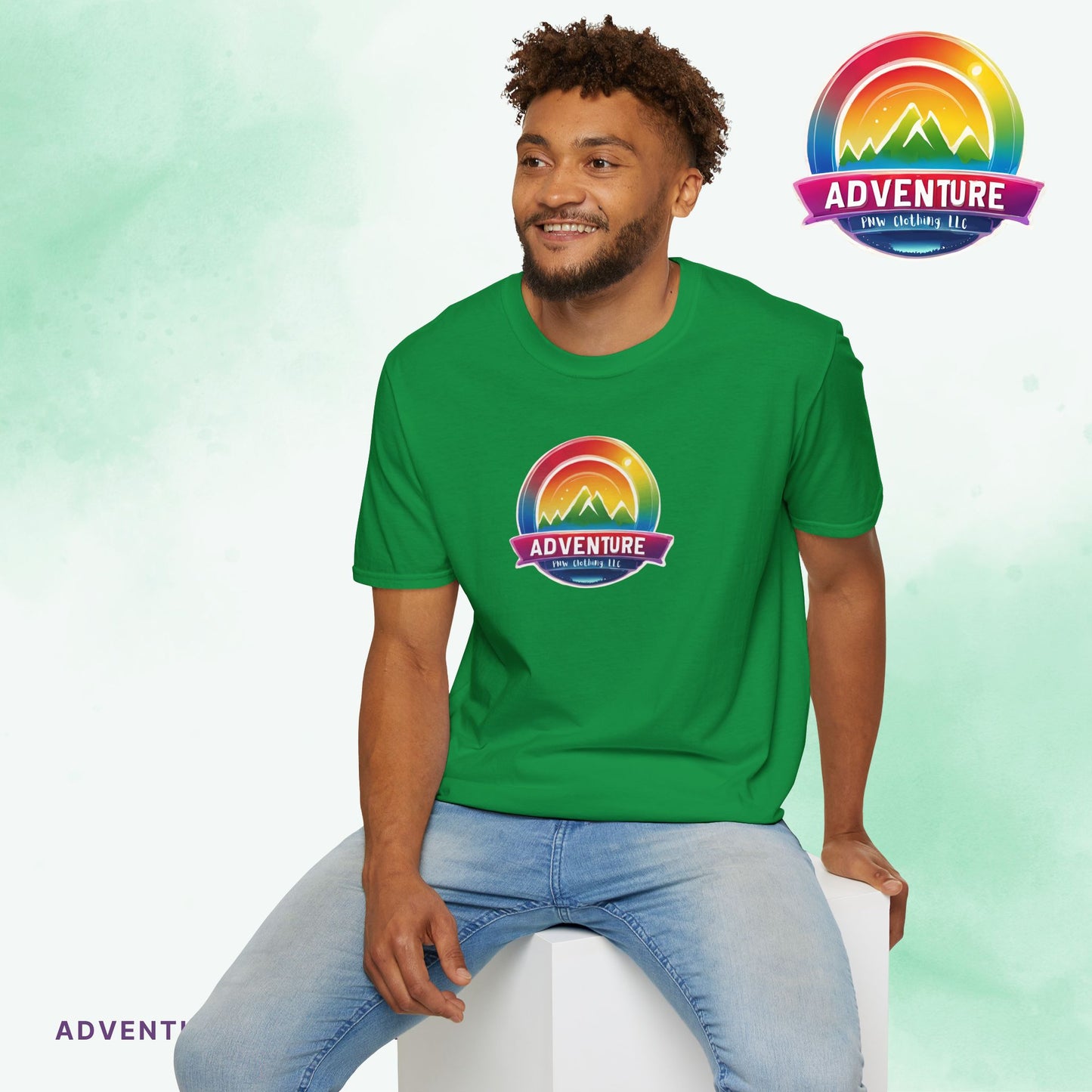 PRIDE Adventure PNW Mountain T-shirt Rainbow Colorful
