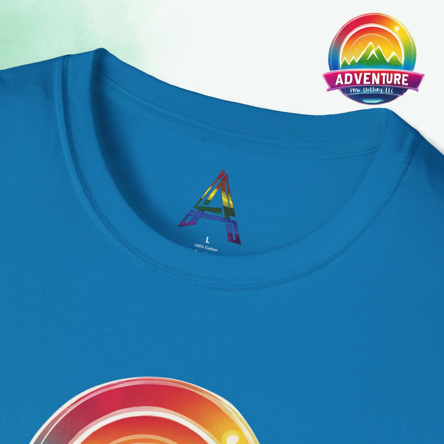 PRIDE Adventure PNW Mountain T-shirt Rainbow Colorful
