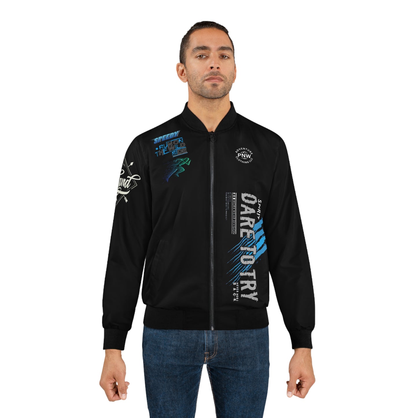 Sporty Men's Bomber Jacket, Perfect for Casual Outings, Unique Gift for Runners, Motivational Style, Streetwear Fashion, Fitness Apparel