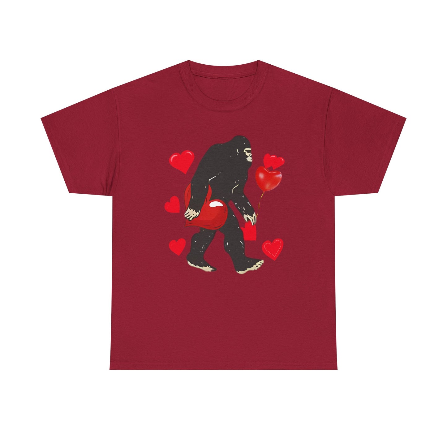 Bigfoot Valentine Shirt, Funny Bigfoot Love Tee, Valentines Day Gift, V-Day Heart T-Shirt, Unisex Heavy Cotton Tee, Sasquatch Valentine