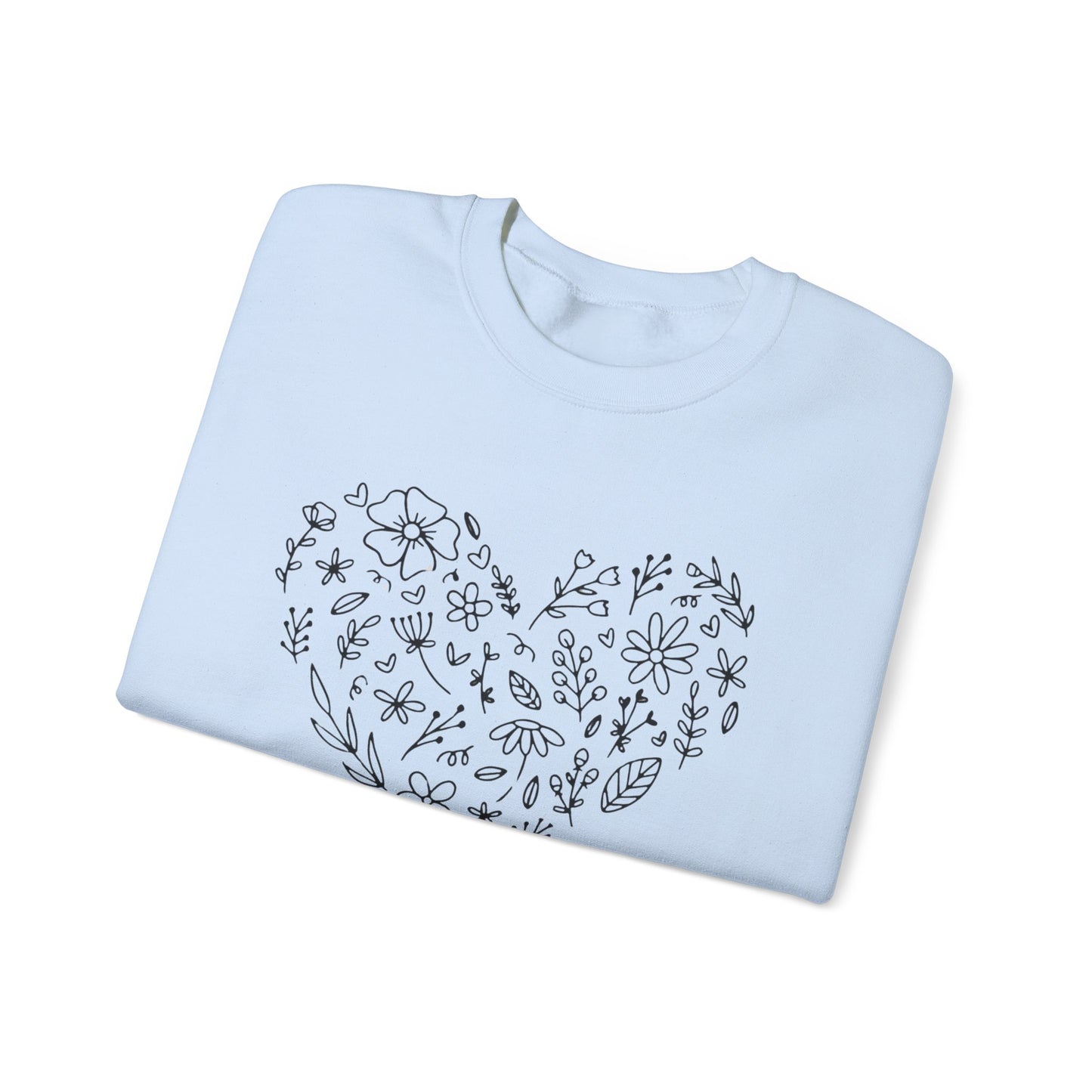 Floral Heart Sweatshirt, Boho Flower Heart Design Sweatshirt, Cute Nature Lover Sweatshirt, Botanical T-Shirt, Valentine's Day Gift for Her