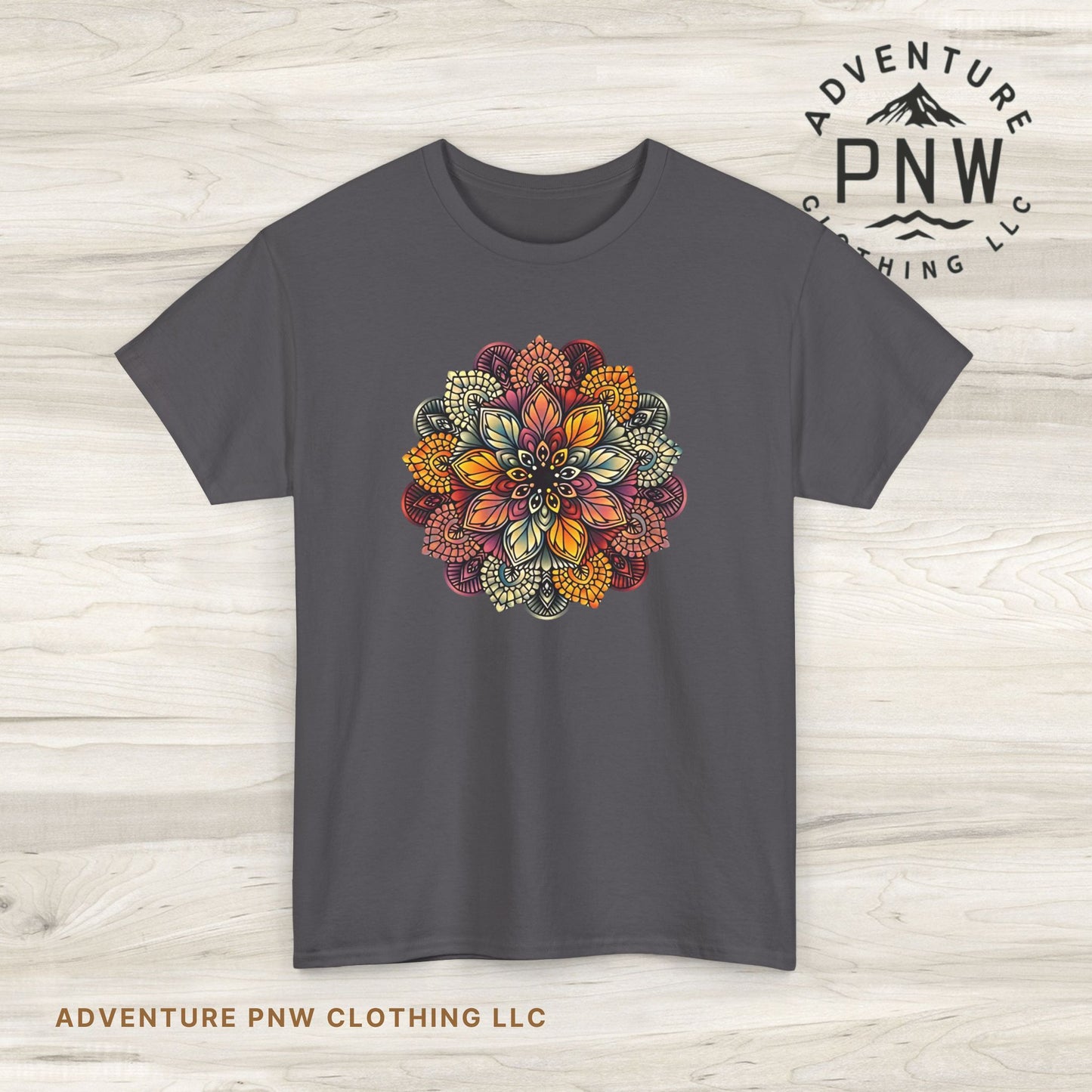 Mandala Floral Printed T Shirt, Women Casual Outdoorsy Tee for Glamping & Hiking, Adventure Shirt, Boho Style Top