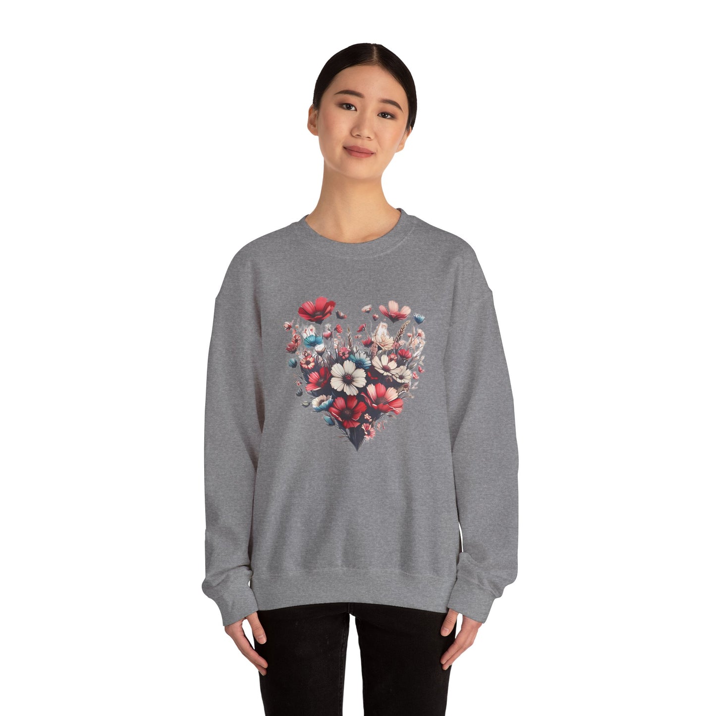 Heart Shaped Flowers Sweatshirt - Floral Graphic Shirt, Botanical Garden Lover Gift, Romantic Nature Print Apparel, Spring Blossoms Top,