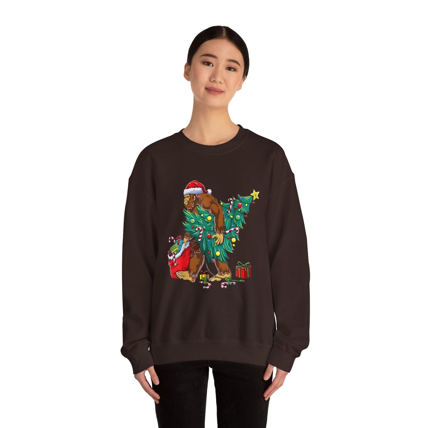 Bigfoot Christmas Lights Sweatshirt, Sasquatch Xmas Jumper, Holiday Bigfoot Sweater, Unisex Bigfoot Crewneck, Christmas Sweatshirt for Men
