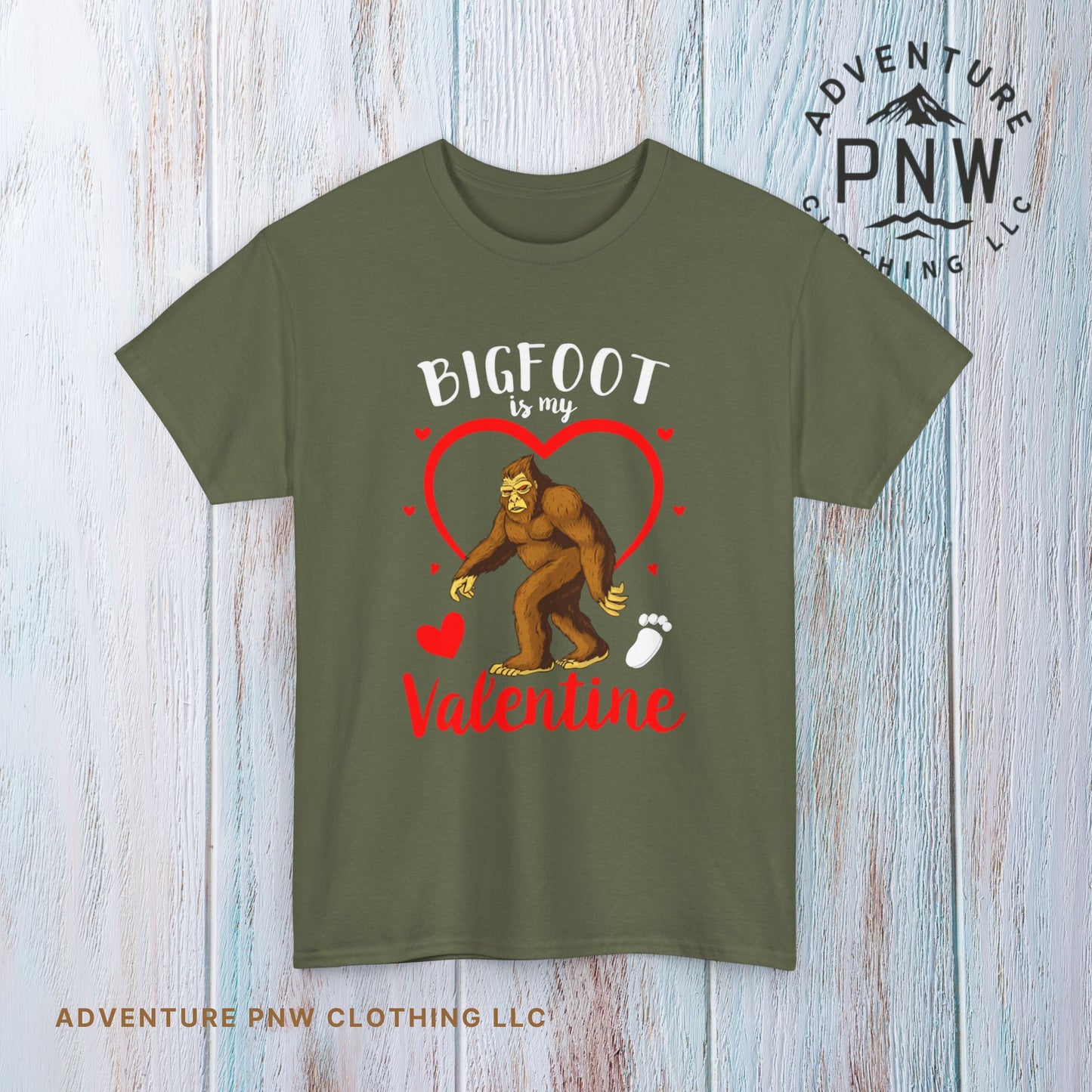 Bigfoot Is My Valentine Unisex Tee, Bigfoot Lover Gift, Cryptid Valentine Shirt, Folklore Love Tee, Funny Vday Tee, Valentines Day Gift