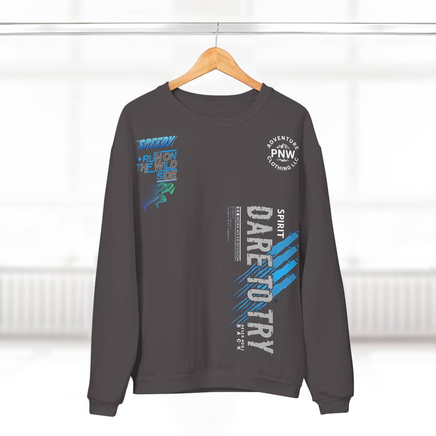Outdoor Adventure Unisex Crew Neck Sweatshirt - Running Hiking PNW Athletic Pullover, Softstyle Apparel, Dare to Try, Adventure Clothing,