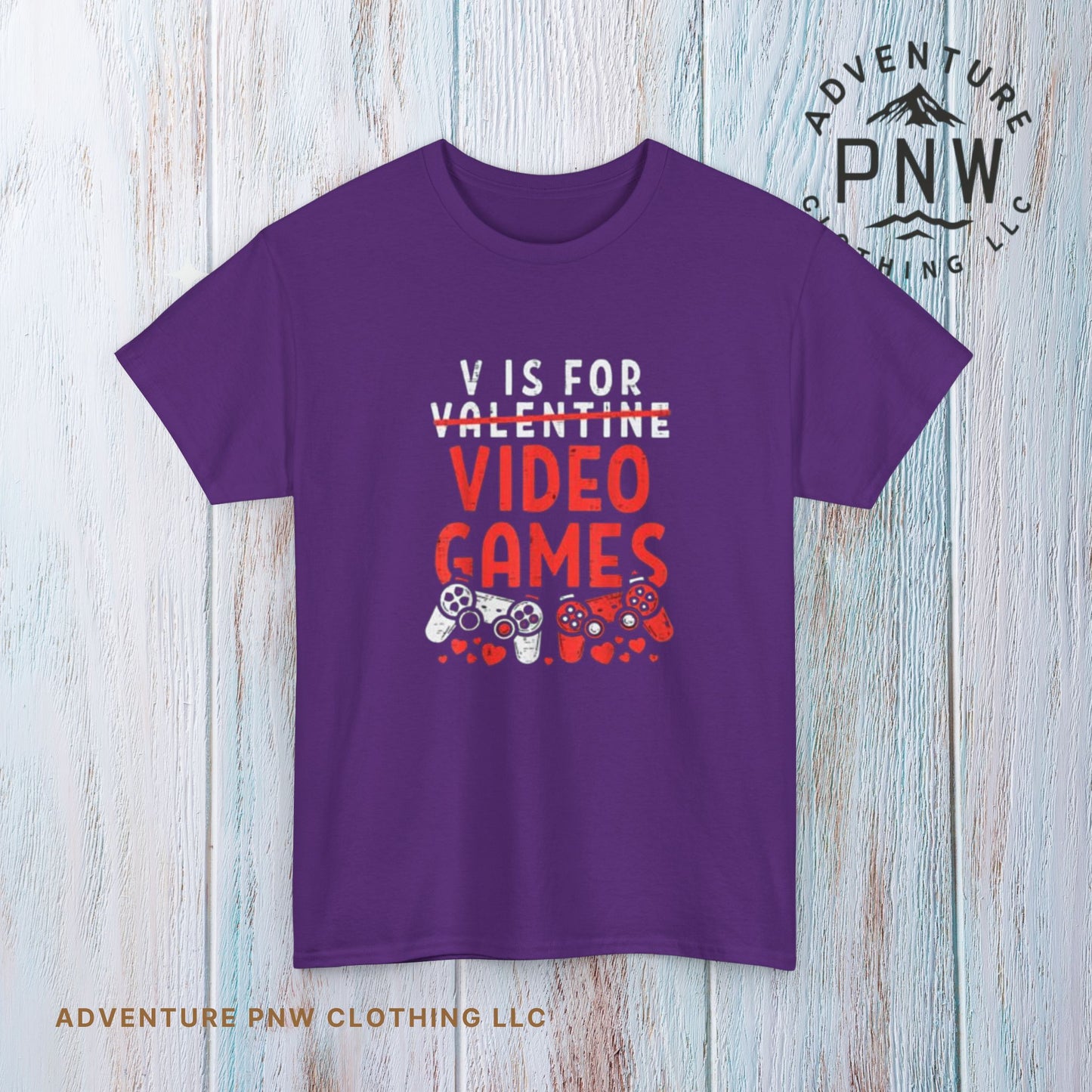 Funny Valentines Day T-Shirt for Gamers V is for Video Games Gift for Boys, Men, and Gaming Enthusiasts Unisex T-shirt
