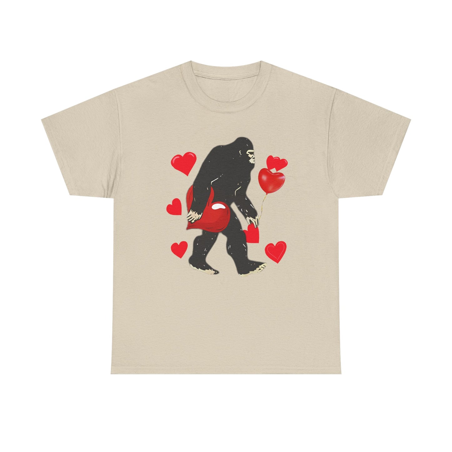 Bigfoot Valentine Shirt, Funny Bigfoot Love Tee, Valentines Day Gift, V-Day Heart T-Shirt, Unisex Heavy Cotton Tee, Sasquatch Valentine