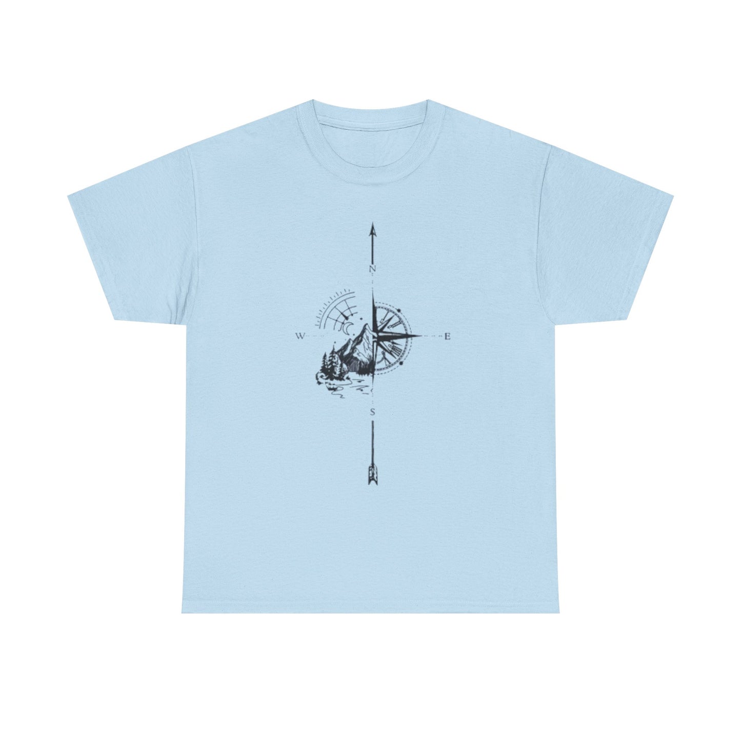 Mountain Compass Pattern Unisex Tee, Adventure Lover Hiking Tshirt, Traveler Gift Shirt, Nature Outdoor Top