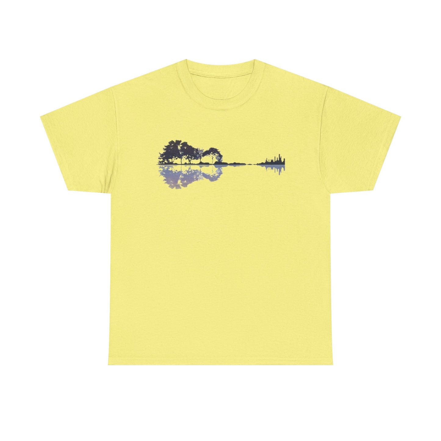 Nature Guitar Men T-Shirt, Creative Guitar Printed Tee for Glamping & Adventure, Outdoorsy Shirt