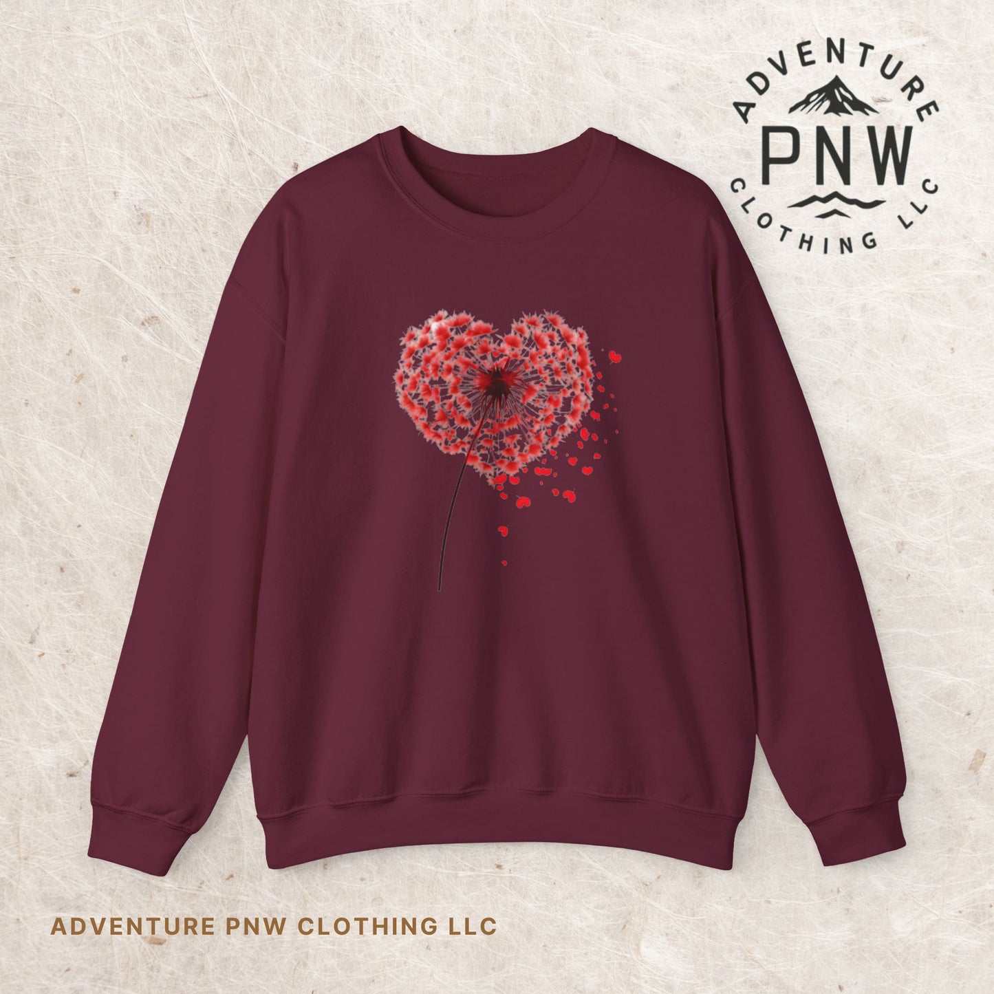 Dandelion Heart Sweatshirt, Valentine Sweatshirt, Wildflower Sweatshirt, Valentine Flower Sweatshirt, Love Sweatshirt - Unisex Sweatshirt
