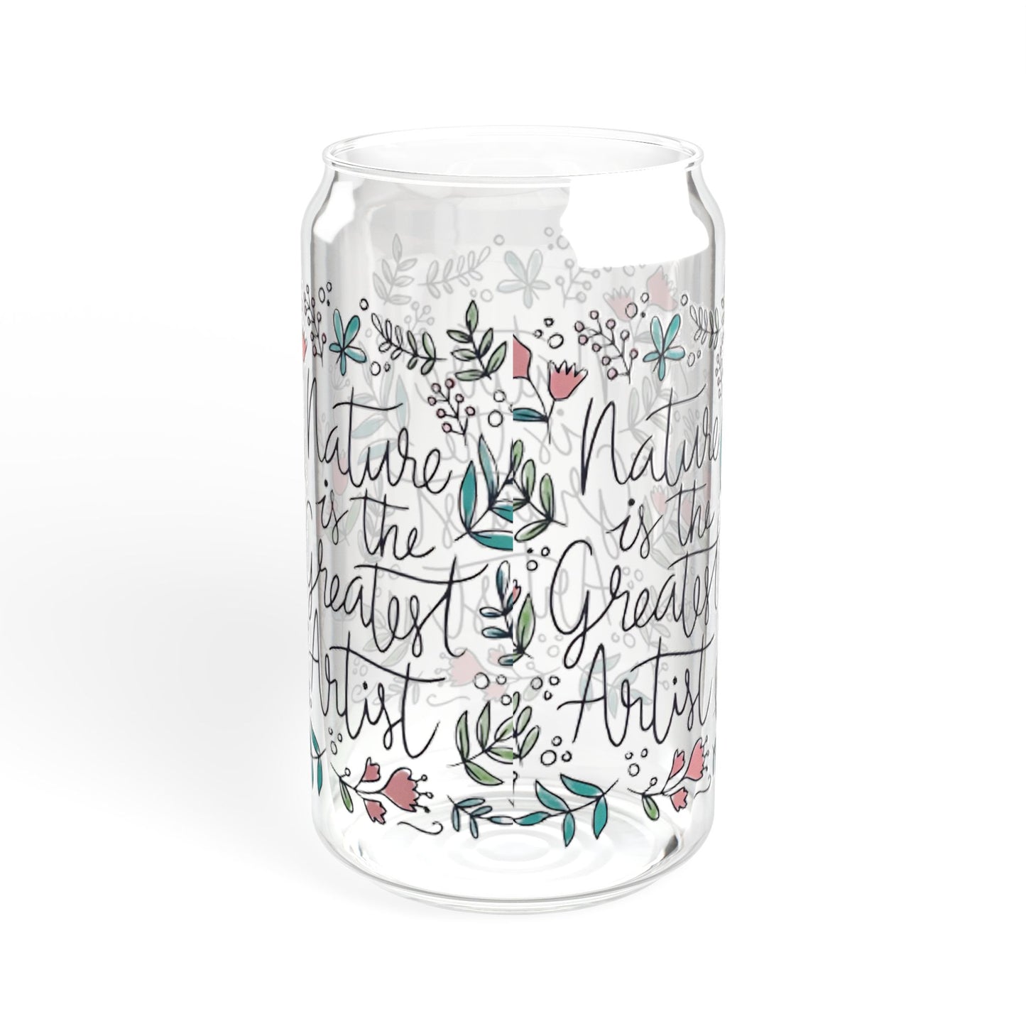 Floral Sipper Glass, Nature Is The Greatest Artist, Cute Wildflower 16oz Cup, Valentine's Day Gift For Her, Flower Lover Mug, Unique Glass