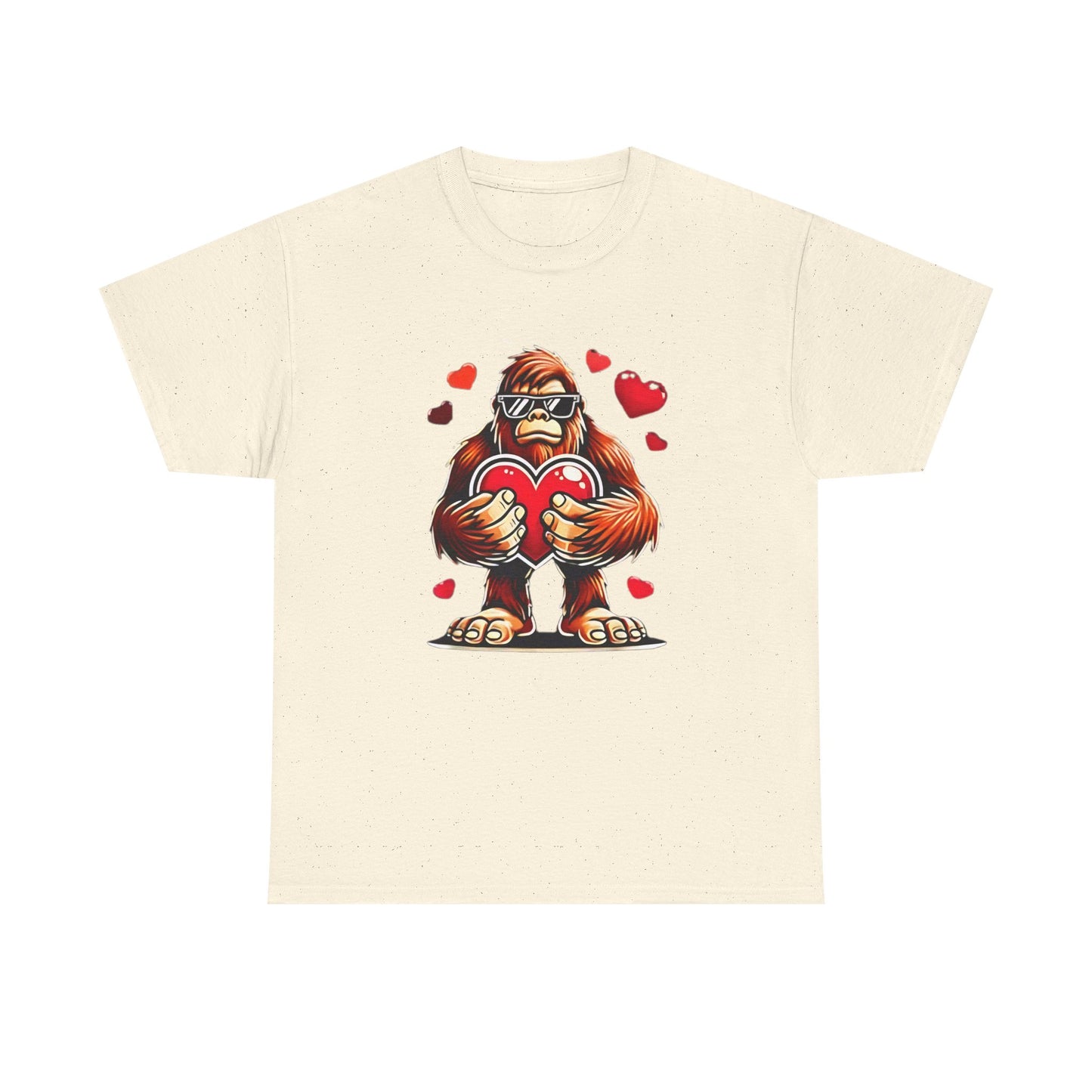 Bigfoot Heart Sunglasses T-Shirt, Funny Sasquatch Shirt, Valentines Day Tee, Unisex Cotton Top, Gift for Boys