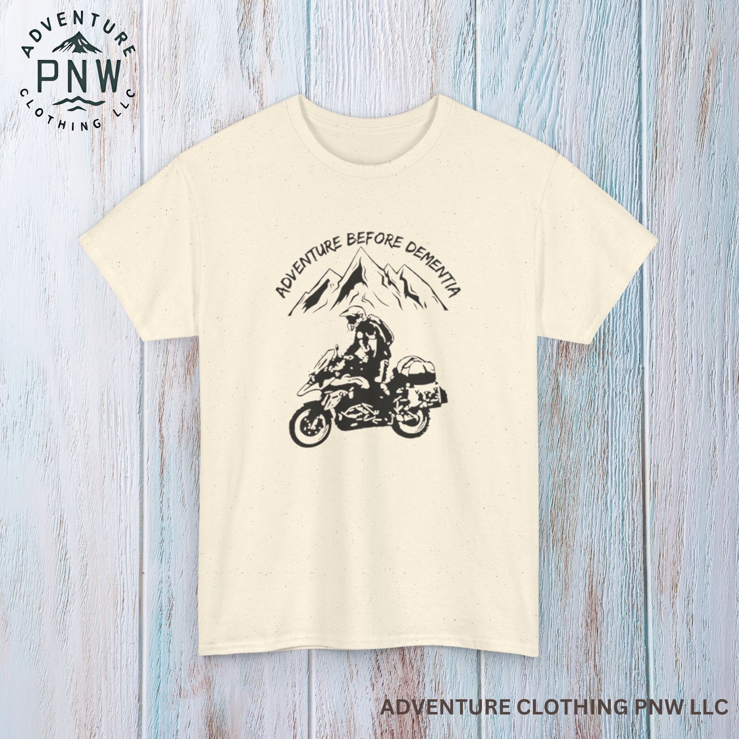 Adventure Before Dementia T-Shirt, Motorcycle & Mountain Travel Tee, Unisex Hiking and Camping Shirt for Outdoor Enthusiasts