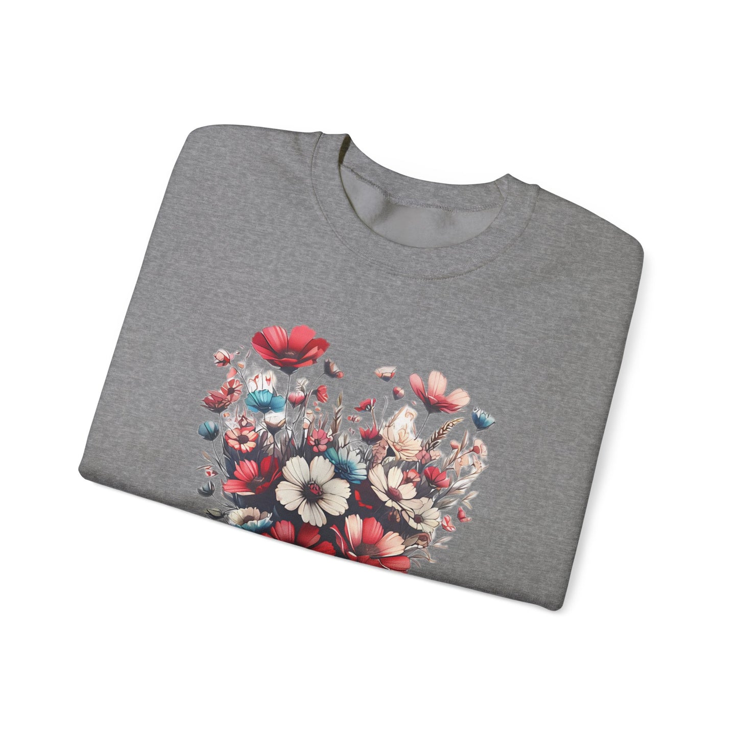 Heart Shaped Flowers Sweatshirt - Floral Graphic Shirt, Botanical Garden Lover Gift, Romantic Nature Print Apparel, Spring Blossoms Top,
