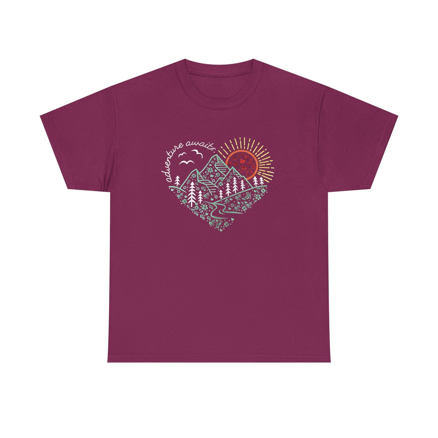Adventure Awaits Unisex Tee, Mountain Hiker Nature Camping Shirt, Gift for Vacation, Outdoor Enthusiast Apparel, Wilderness Explorer Top