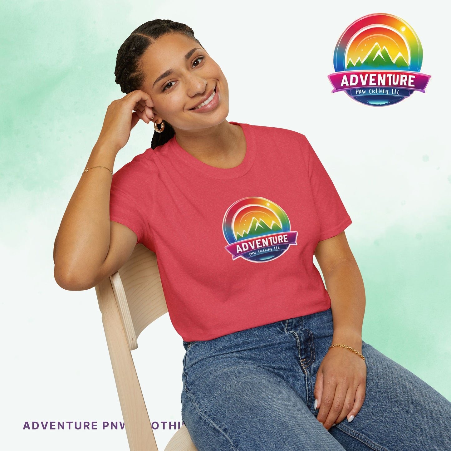 PRIDE Adventure PNW Mountain T-shirt Rainbow Colorful