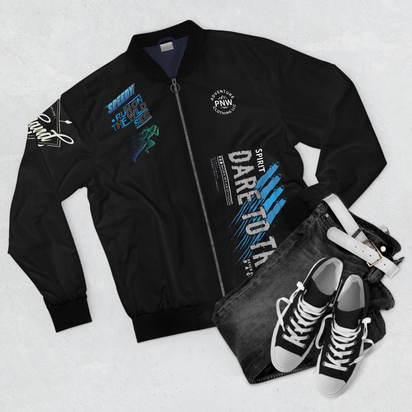 Sporty Men's Bomber Jacket, Perfect for Casual Outings, Unique Gift for Runners, Motivational Style, Streetwear Fashion, Fitness Apparel