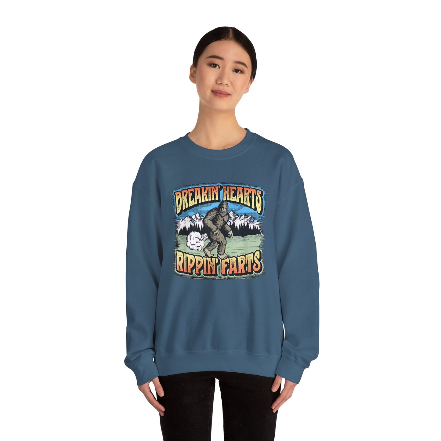 Breakin Hearts Rippin Farts Funny Sasquatch Bigfoot 80s Unisex Sweatshirt - Funny Gift, Bigfoot Lover, Funny Sweatshirt, Sasquatch Shirt,