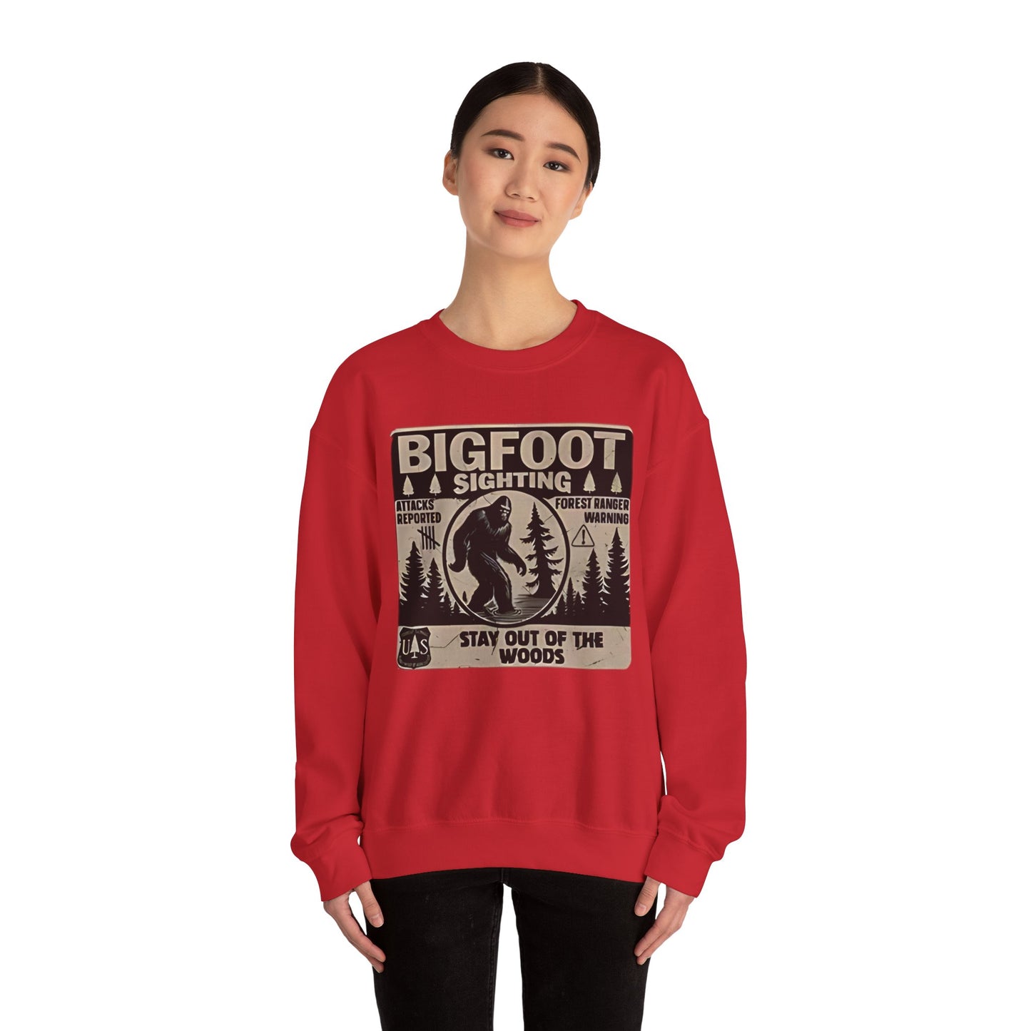 Bigfoot Sighting Retro Sweatshirt, Funny Sasquatch Crewneck, Ranger Warning Forest Attacks Vintage Jumper, Stay Out Woods Unisex Hoodie,