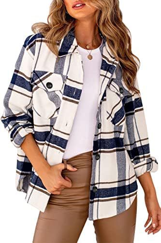 Women's Casual Button Long Sleeve Tops Shirt With Pocket