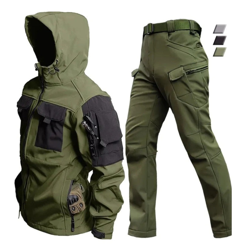 Tactical Soft Shell Jacket - Heavy-Duty Waterproof Outdoor Windbreaker with Multi-Pockets