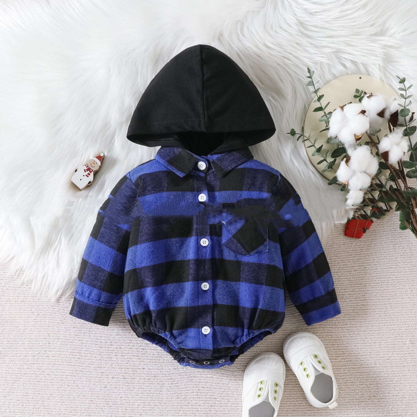 Baby Plaid Hooded Jumpsuit | Cotton Baby Clothing for All Seasons