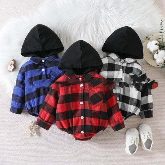 Baby Plaid Hooded Jumpsuit | Cotton Baby Clothing for All Seasons