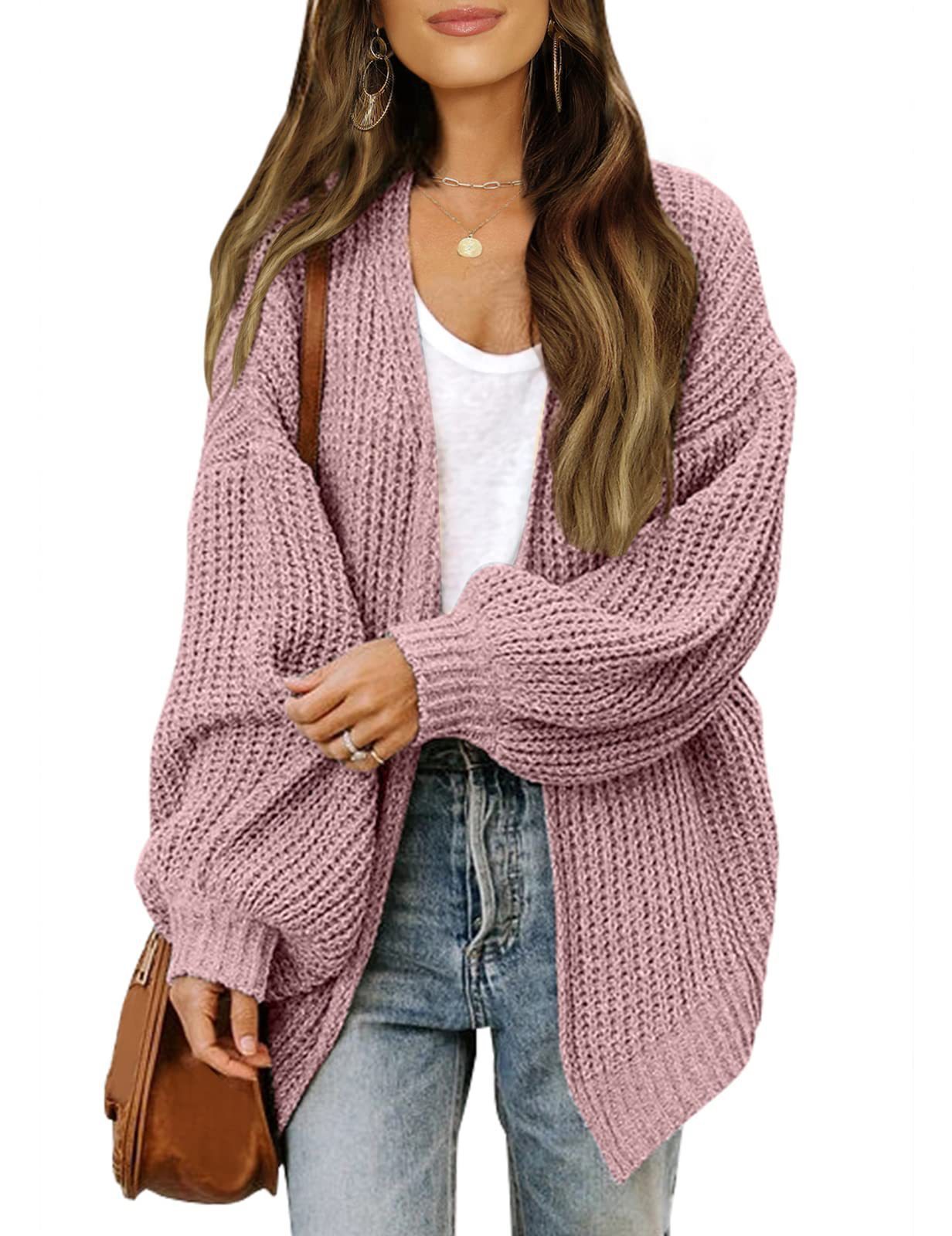 Casual Loose Solid Knit Cardigan Autumn Tops-Adventure PNW Clothing LLC