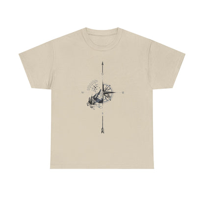 Mountain Compass Pattern Unisex Tee, Adventure Lover Hiking Tshirt, Traveler Gift Shirt, Nature Outdoor Top