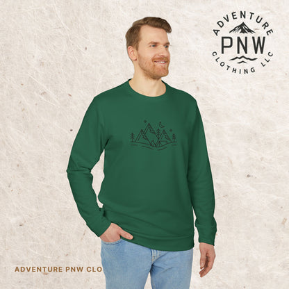 Adidas® Unisex Fleece Crewneck Sweatshirt - Cozy, Eco-Friendly, and Stylish Adventure Mountains Camping Christmas