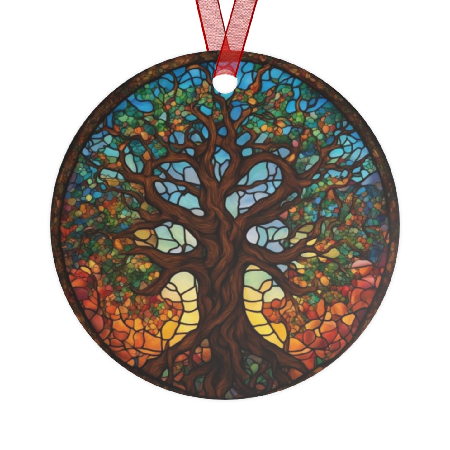 Adventure Tree of Life Christmas Ornament – Round Ceramic Decoration