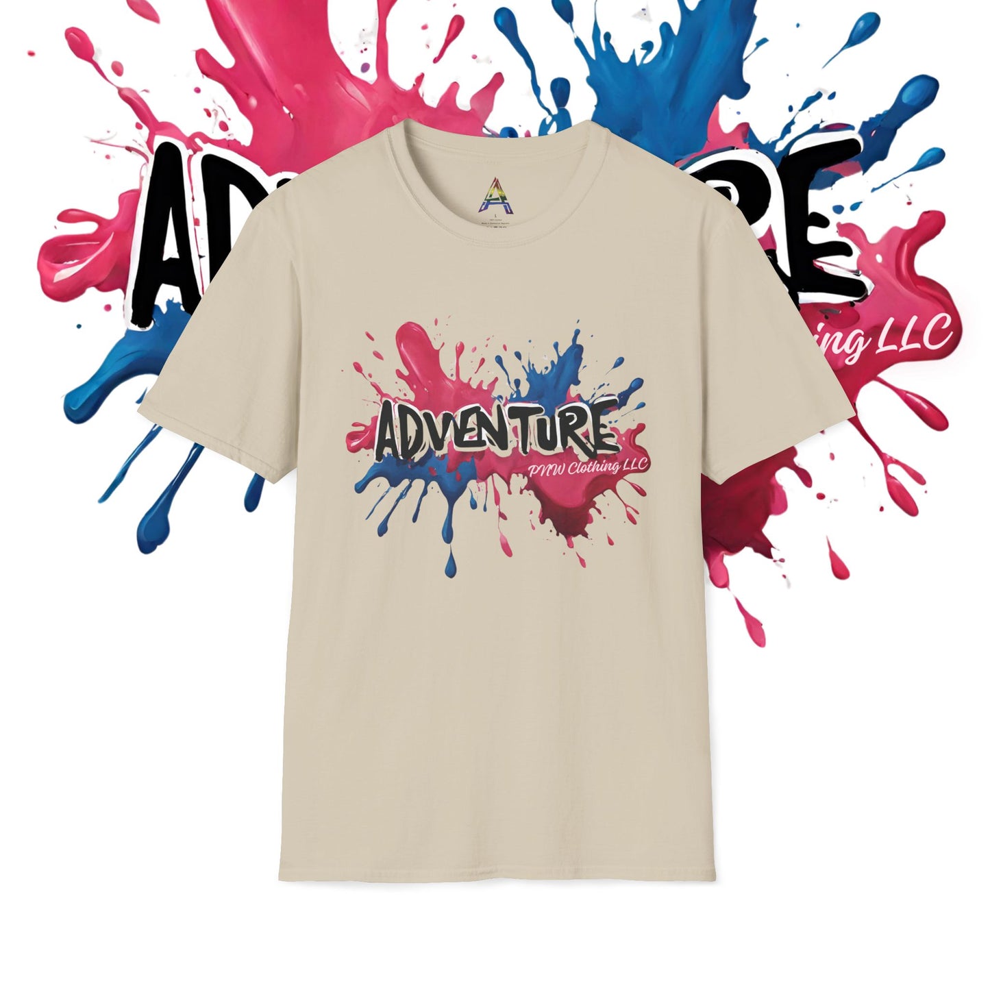 Pink, Red, & Blue Splash Paint Adventure PNW Clothing LLC T-shirt