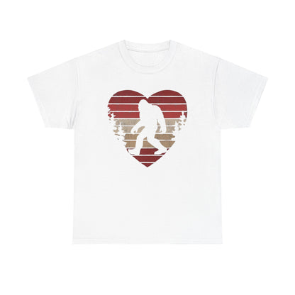 Bigfoot Heart Valentines Day Unisex Tee, Love Sasquatch Shirt, Valentines Day Shirt for Men Boys Girls Kids, Bigfoot Lover Gift, Cute