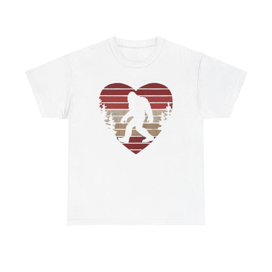 Bigfoot Heart Valentines Day Unisex Tee, Love Sasquatch Shirt, Valentines Day Shirt for Men Boys Girls Kids, Bigfoot Lover Gift, Cute