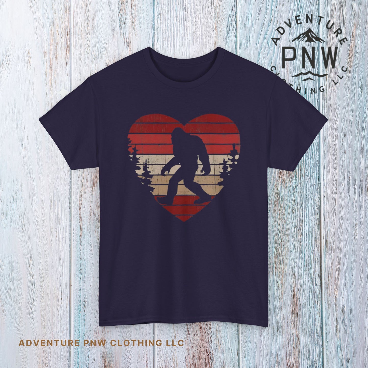 Bigfoot Heart Valentine Tee – Cute Adventure Sasquatch Shirt