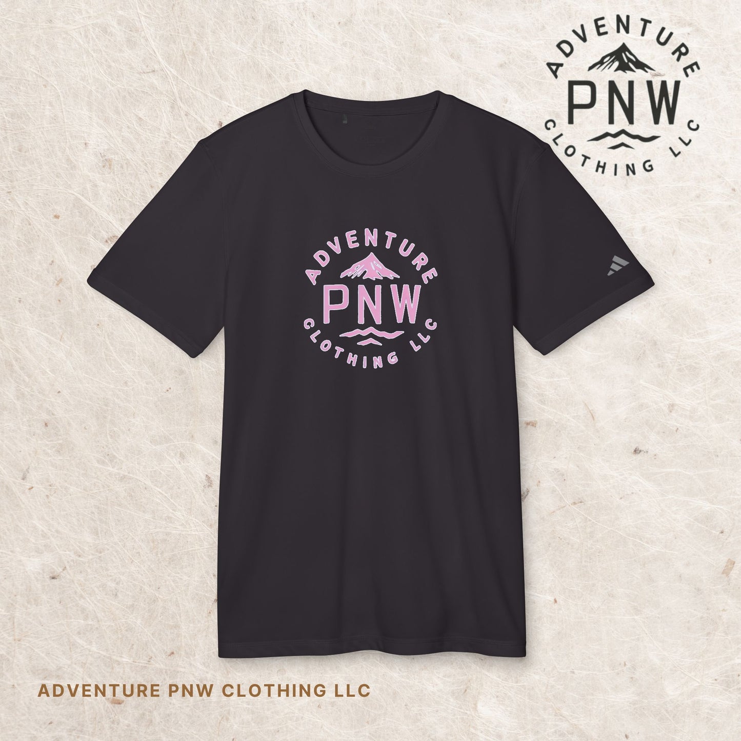 Adidas® Unisex PNW Pink Logo Sport T-Shirt | Premium Athletic Adventure Mountains