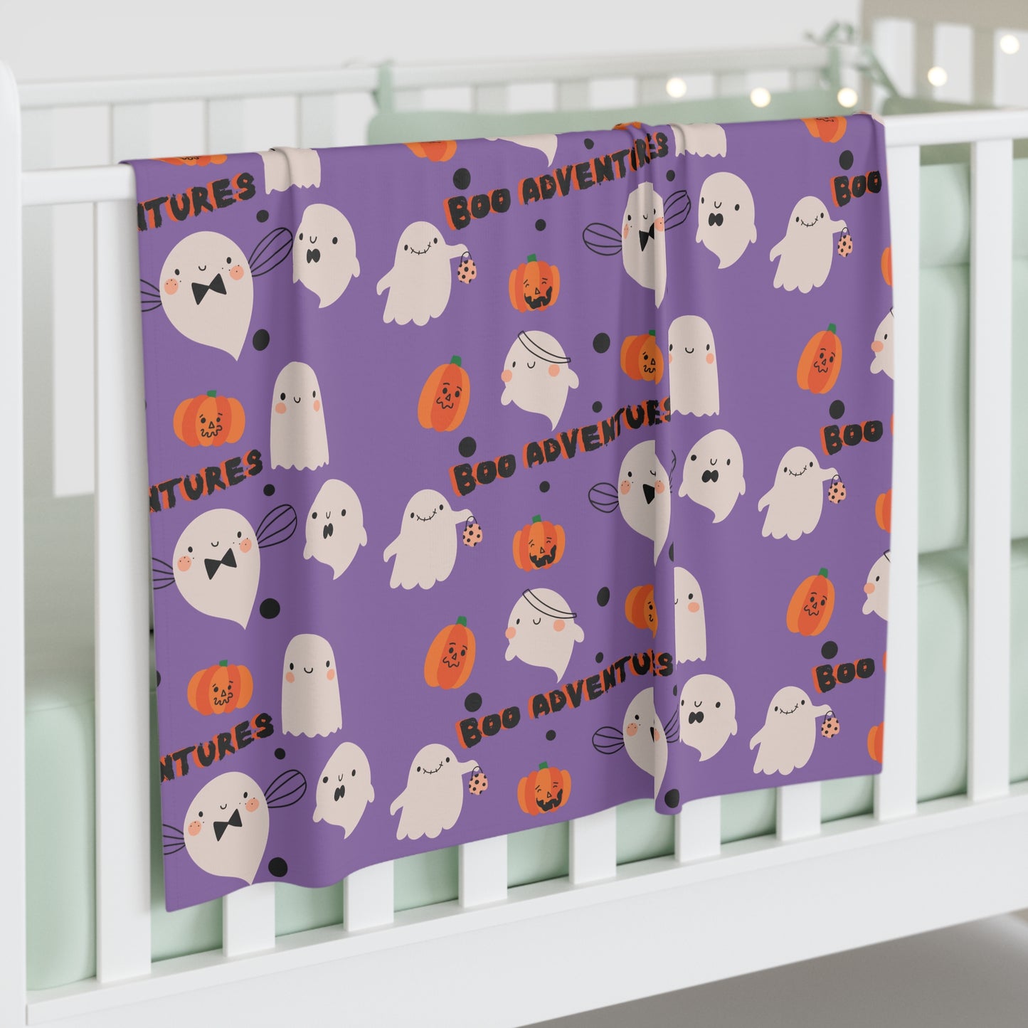 Baby Swaddle Blanket - Cute Ghost Pumpkins Boo Adventure Kids, Halloween Infant Wrap, Spooky Nursery Decor, Fall Baby Shower Gift, Gender