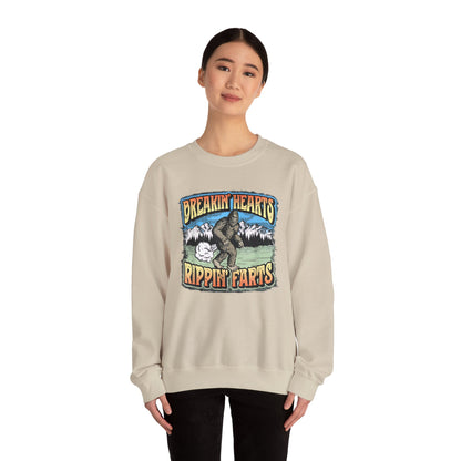Breakin Hearts Rippin Farts Funny Sasquatch Bigfoot 80s Unisex Sweatshirt - Funny Gift, Bigfoot Lover, Funny Sweatshirt, Sasquatch Shirt,