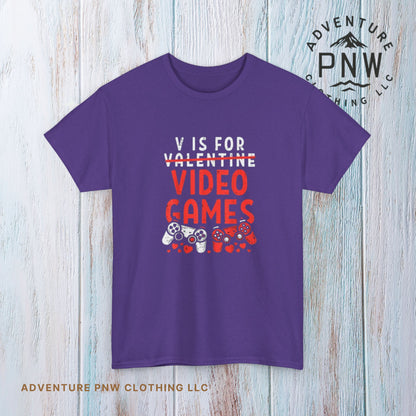 Funny Gamer Valentine Tee – Adventure V Is for Video Games